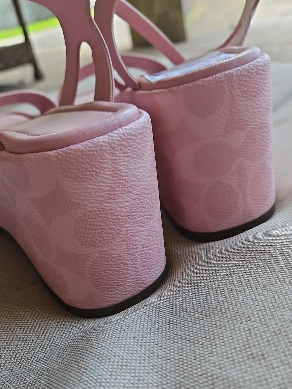 COACH Gale Wedge Platform Sandals In Pink Lyst Signature Canvas, Size 9.5